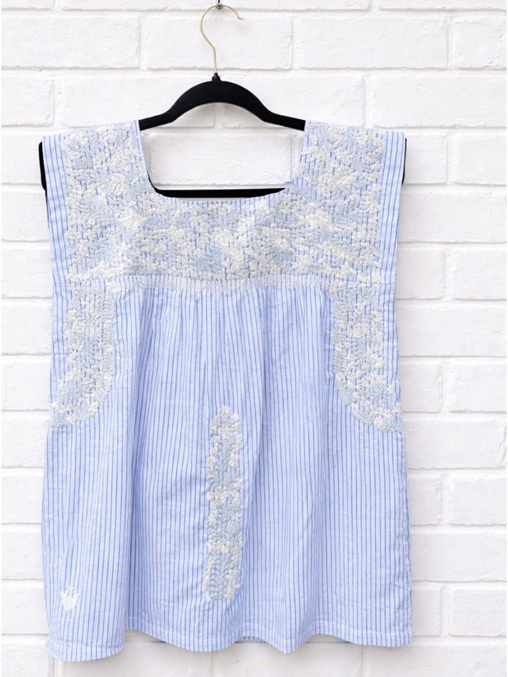 J.Marie Jmarie Top Shirt Cotton Embroidered Stripe M j Marie